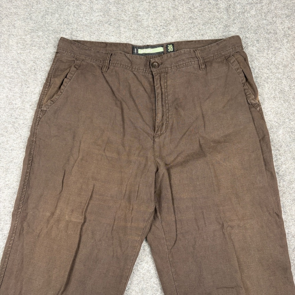 Old Navy Linen Pants Mens 36x30 Loose Fit Brown Casual Lightweight Beach Summer